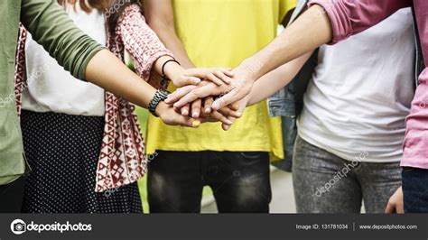 Diverse Teens Put Hands Together Stock Photo By ©rawpixel 131781034