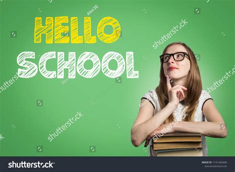 Young Girl Student Glasses Leaning On Stock Photo 1141426940 Shutterstock