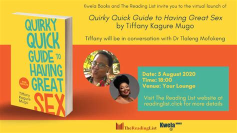 don t miss the virtual book launch of quirky quick guide to having great sex by tiffany kagure