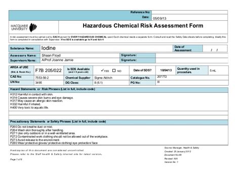 Swedish university dissertations (essays) about chemical health risk assessment. MSDS Iodine
