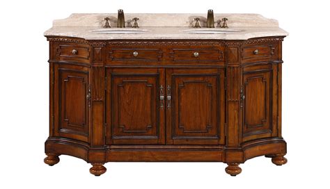 Features one fixed shelf and 2 drawers. 68" Double Sink Bathroom Vanity in Antique Brown Finish