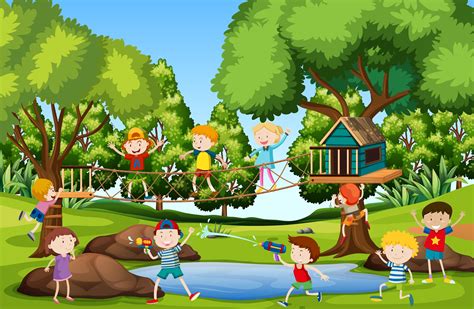 Children Playing At Playground 367151 Vector Art At Vecteezy
