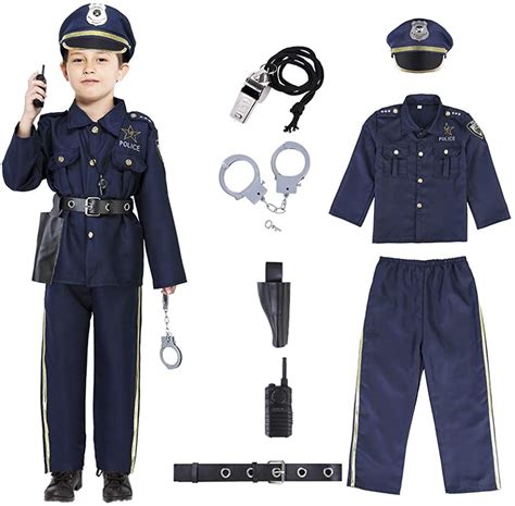 Police Costume For Kids 8 Pcs Kids Dress Up Set Role Play Officer For