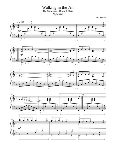 Walking In The Air Sheet Music For Piano Solo