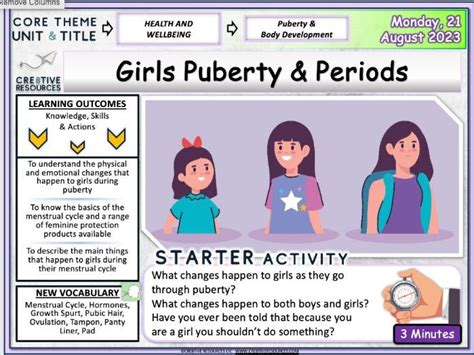 girls puberty periods teaching resources