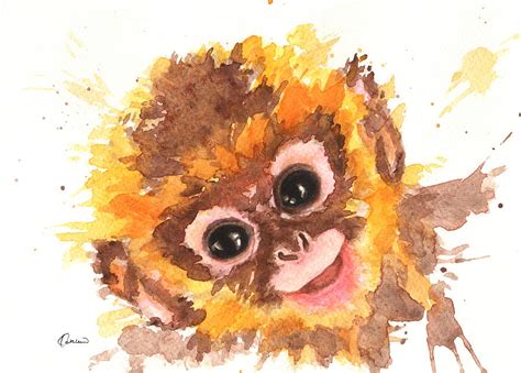 Happy Monkey Painting By Kathleen Wong Pixels