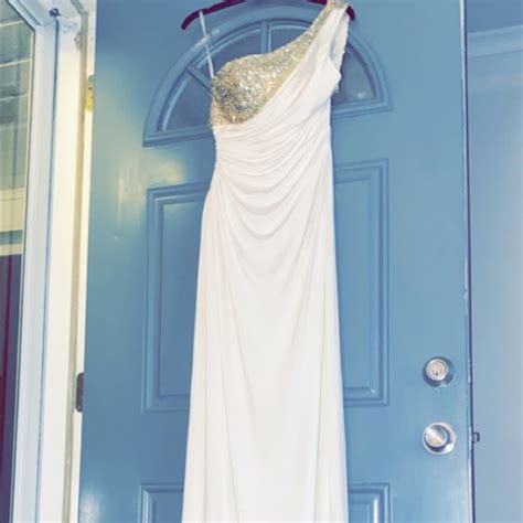 Claudine Dresses Claudine White And Sequined Prom Dress Poshmark