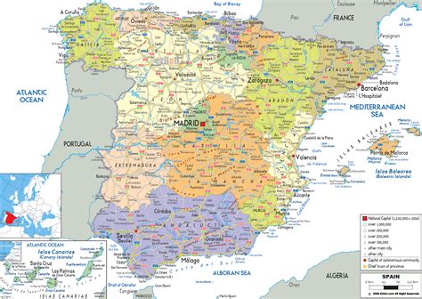 Detailed Political Map Of Spain Ezilon Maps