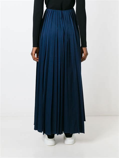 Adidas Originals Synthetic Pleated Long Skirt In Blue Lyst