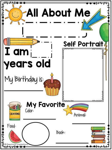 Printable All About Me Poster For A Preschool Theme All About Me