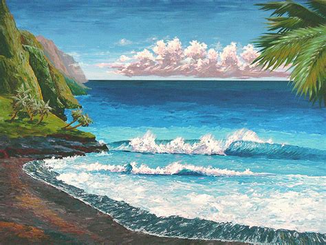 Secret Kauai Cove Painting By Michael Baum