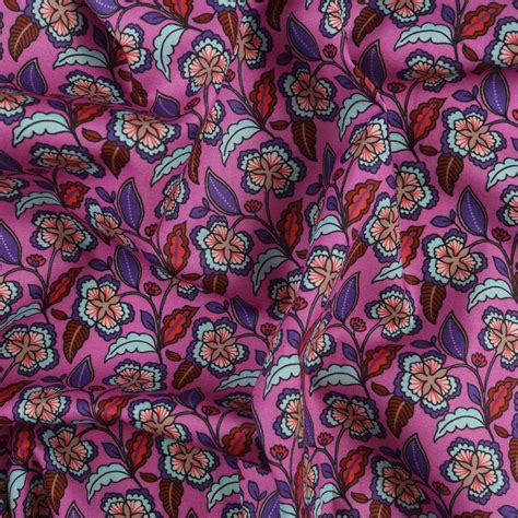 Fushia Flower Print Bloomsbury Square Dressmaking Fabric