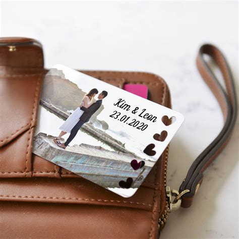Personalised Photo With Text Heart Metal Wallet Card By Cherry Pete