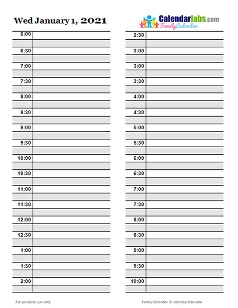 2021 Daily Planner Template Free Printable Templates