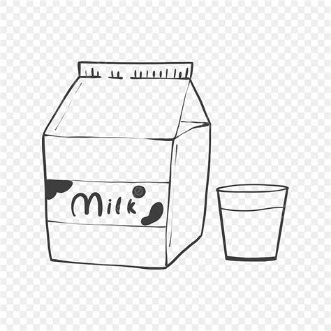 Gambar Susu Kotak Kartun Hitam Putih