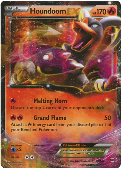 Houndoom is a dark and fire type pokémon. Houndoom EX - XY BREAKthrough #21 Pokemon Card