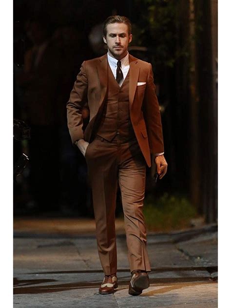 Ryan Gosling Brown Suit For Mens Best Suiting Style