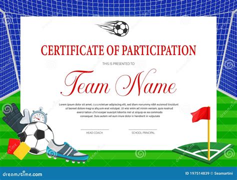 Certificat De Participation Du Tournoi De Football Illustration De