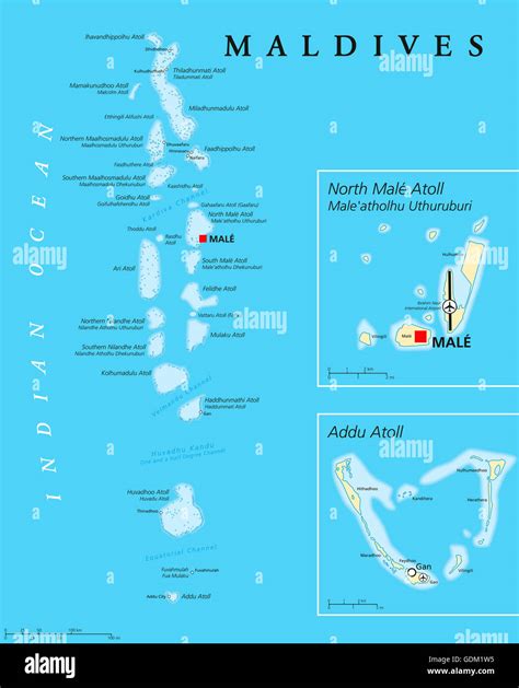 Maldives Political Map With Capital Male On Kings Island And Important