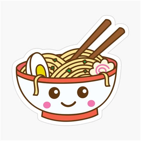 Kawaii Ramen Cute Asian Noodles Art Sticker By Detourshirts In 2021