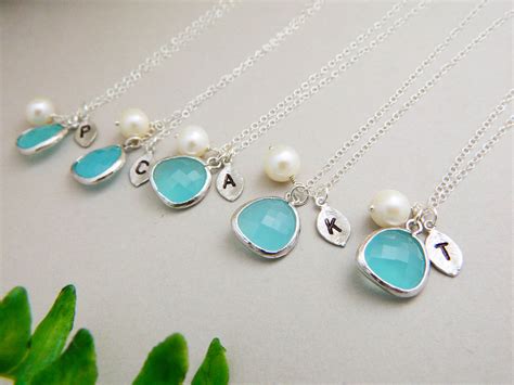 Bridesmaid Necklace Set Of Custom Initial Necklace Etsy
