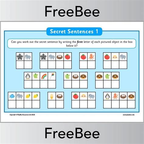 Secret sentences ks1 puzzle