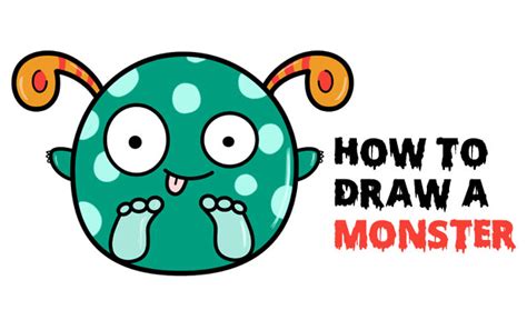 How To Draw A Cute Cartoon Monster Super Easy Step By Step Drawing