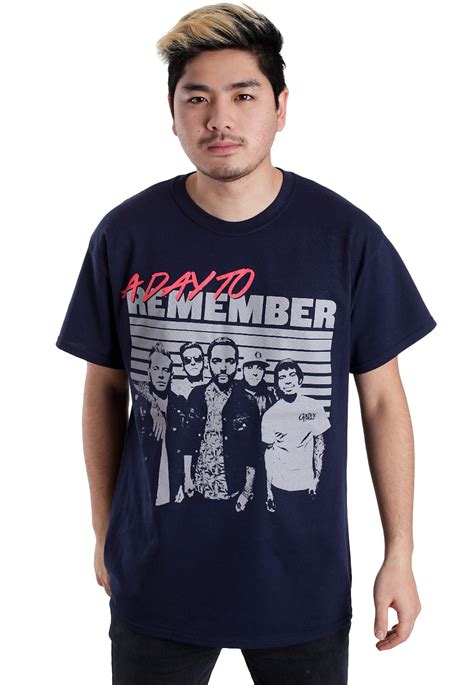 A Day To Remember Retro Navy T Shirt Offizieller Pop Punk