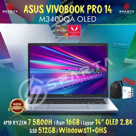 Jual Laptop Asus Vivobook Pro 14 M3400qa Amd Ryzen 7 5800h 16gb 512gb