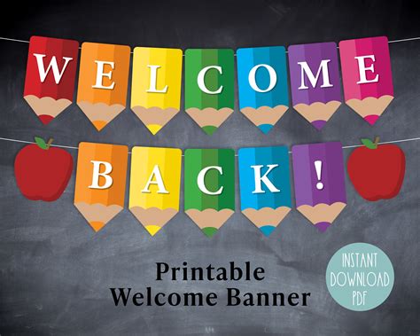Welcome Banner Printable Sign Back To School Bunting Instant