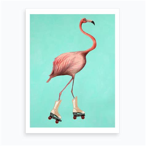 Rollerskate Flamingo Art Print By Coco Deparis Fy