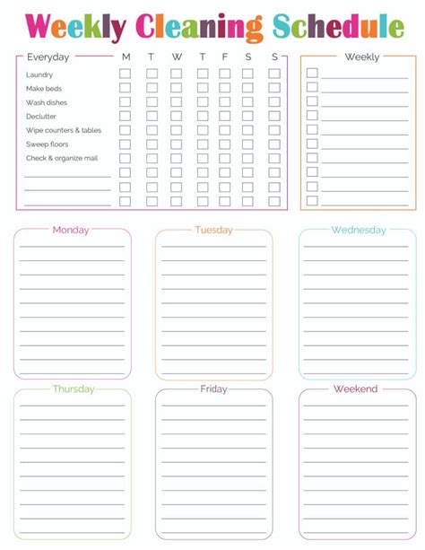 customizable free printable cleaning schedule template printable templates by nora