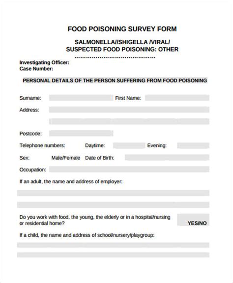 Check if you have food symptoms of food poisoning include: FREE 48+ Examples of Survey Forms in MS Word | PDF