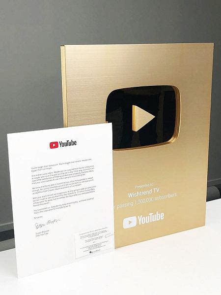 Youtube Gold Button Wishtrend Tv Hits 1 Million Subs