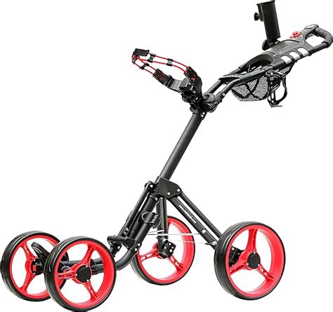 Caddytek Superlite Explorer 4 Wheel Golf Push Cart Red