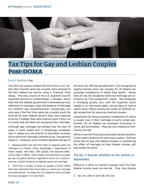 Tax Tips For Gay And Lesbian Couples Post Doma