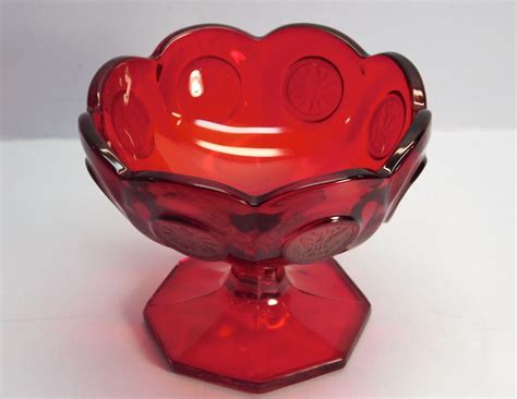 Fostoria Ruby Red Coin Glass Pedestal Bowl From Artgate On Ruby Lane