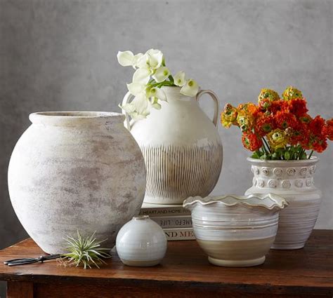 Eclectic Ivory Ceramic Vase Pottery Barn