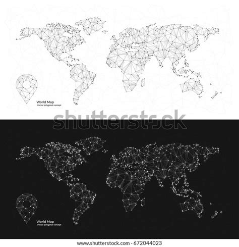 Polygonal World Map Pin Abstract Infographics Stock Vector Royalty
