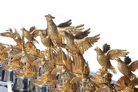Silver And Gilt Game Bird Chess Set Theo Fennell Ltd