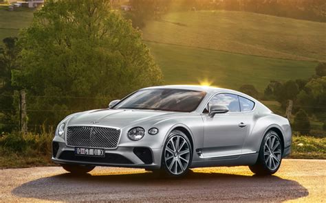 Download Wallpapers Bentley Continental Gt 2018 Luxury Silver Coupe