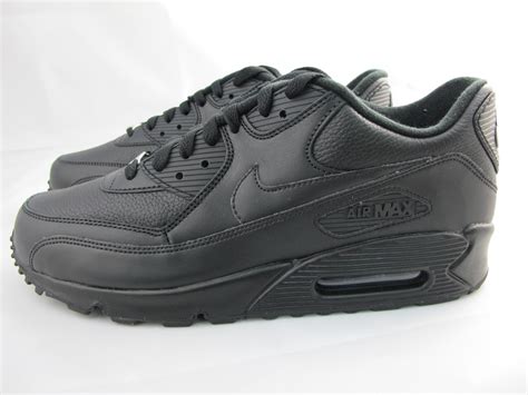 New Mens Nike Air Max 90 Leather 302519 001 Black Black Ebay