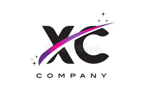 Xc X C Black Letter Logo Design With Purple Magenta Swoosh Stock Vector