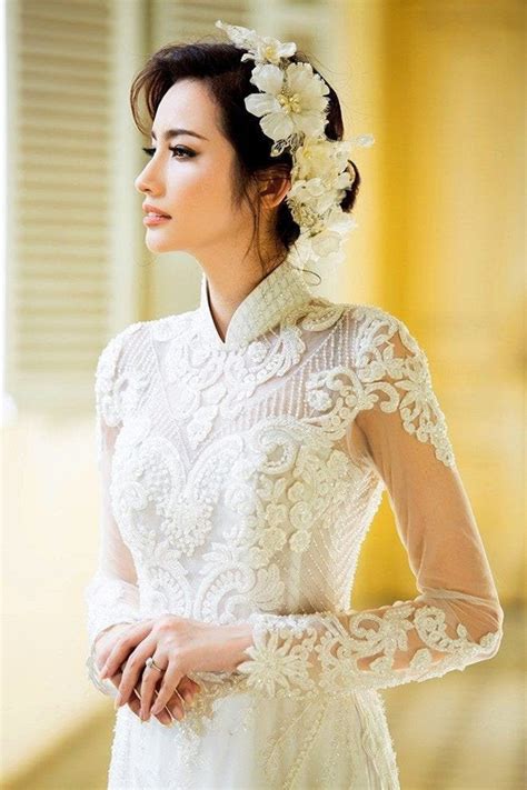 White Custom Tailored Wedding Ao Dai Traditional Vietnamese Etsy Vietnamese Wedding Dress