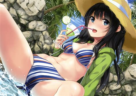 Wallpaper Unasaka Original Characters Bikini Cleavage Blue Eyes X SoMuchGUEST