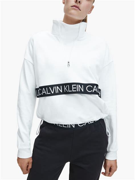 Calvin Klein Performance Zip Pullover Bright White At John Lewis