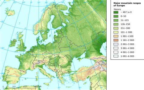 Map Of Europe Mountain Ranges Map Vector