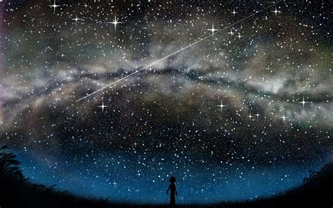 1080p Night Cloud Anime Comet Stars Sky Original Hd Wallpaper
