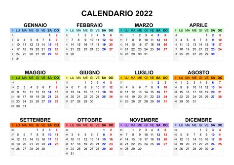Calendario 2022 Orizzontale E Verticale