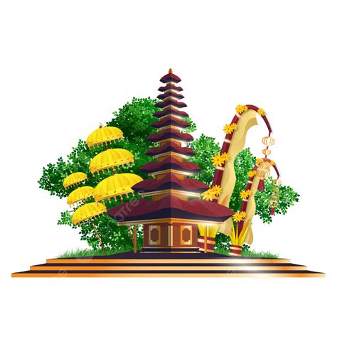 Pura Bali Realistic High Details Vector Temple Back Hindu Balinese